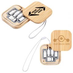 6 In 1 USB Cables Set With Square Bamboo Box