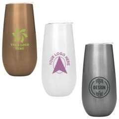 Logo Stainless Steel Champagne Flutes (14 Oz.)