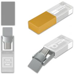 Duo USB-C USB-A Crystal USB Flash Drive 3.0 Model