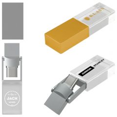 Duo USB-C USB-A Crystal USB Flash Drive