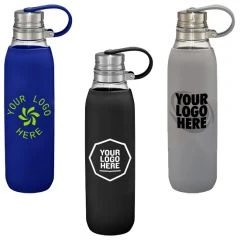 Promotional 600 ml. (20 fl. oz.) glass water bottle Personalized With Your  Custom Logo