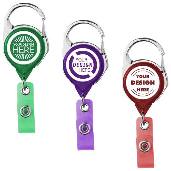 Carabiner Retractable Badge Reel Translucent and Belt clip by